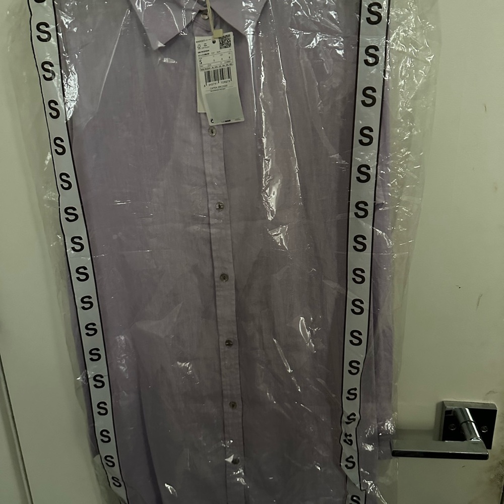 MANGO Lavender Linen Top